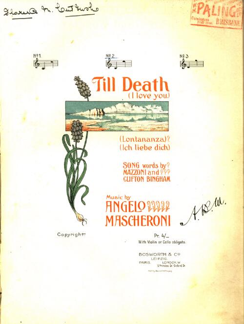 Till death : (I love you). : "Lontananza" / Italian words by Pietro Mazzoni ; English version by Clifton Bingham ; music by Angelo Mascheroni