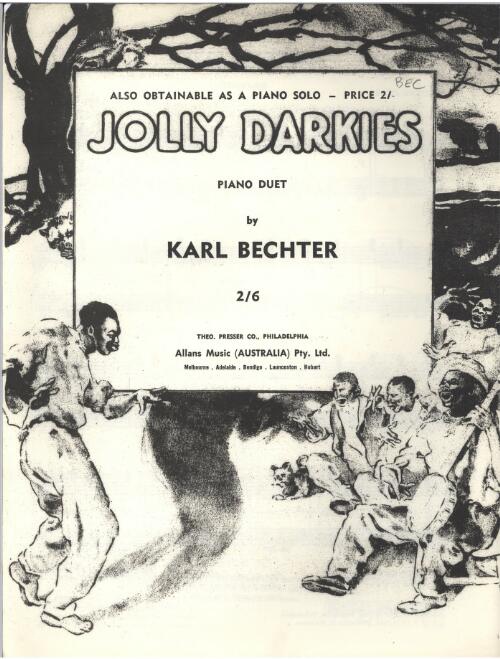 Jolly darkies [music] : piano duet / by Karl Bechter