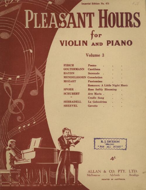 Pleasant hours for violin and piano. Vol. 3 [music]