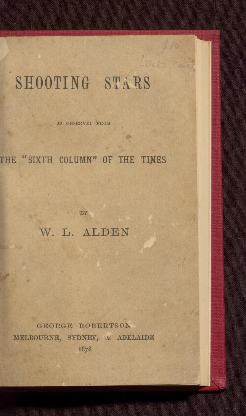 Shooting stars as observed from the "sixth column" of the Times / by W. L. Alden