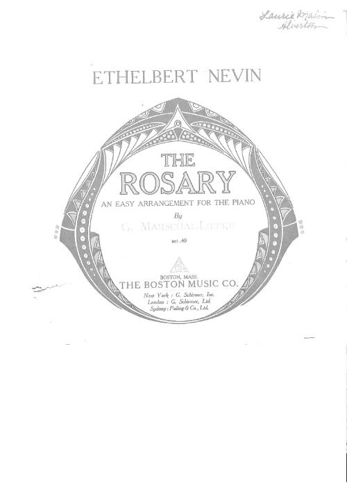 The rosary [music] : an easy arrangment for the piano / Ethelbert Nevin ; [arranged] by G. Marshall-Lœpke