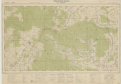 Mt Lindsay, New South Wales / reproduction: L.H.Q. Cartographic Coy., Aust. Survey Corps ; drawing: Department of Lands New South Wales, under the direction of the Aust. Survey Corps ; survey & compilation: Department of Lands New South Wales, under the direction of the Aust. Survey Corps ; prepared by Australian Section Imperial General Staff