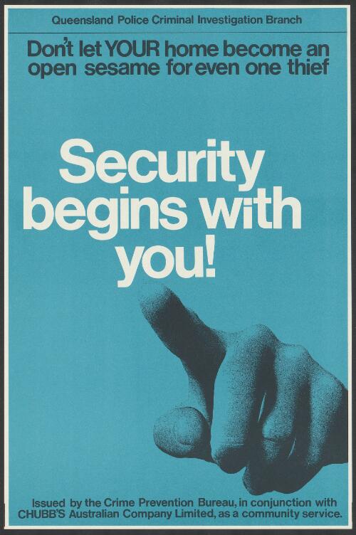 Collection of Queensland crime prevention posters [picture] / issued by Queensland Police Crime Prevention Bureau
