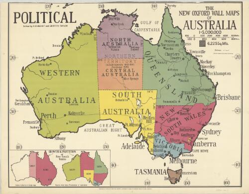 The new Oxford wall maps of Australia. Political / edited by H.O. Beckit and Griffith Taylor