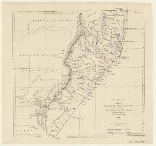 South Africa : map of Zulu, Amatonḡa, NATAL & Kafir Land : from the Sketches of Messrs. Sanderson, Paxton, Rider & Newling, to illustrate Papers by John Sanderson, Esqr. 1861 / J. Arrowsmith