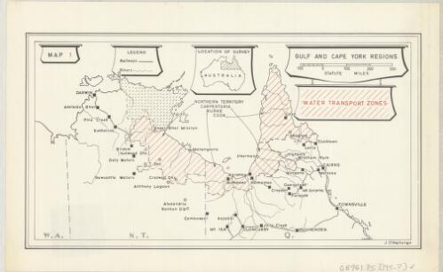Gulf and Cape York regions [cartographic material] : water transport zones / J. O'Halloran