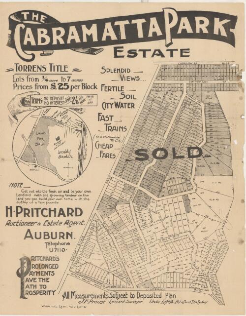 The Cabramatta Park Estate [cartographic material] / H. Pritchard, auctioneer & estate agent, Auburn