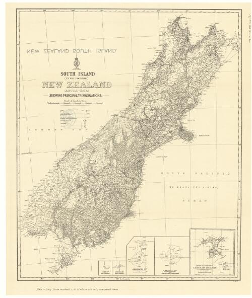 South Island (Te Wai-Pounamu) New Zealand (Aotea-Roa) : shewing principal triangulations
