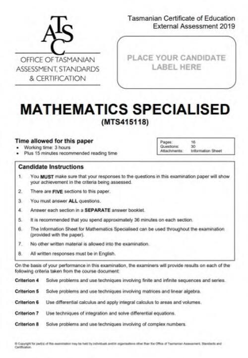 Mathematics assessment reports and exam papers. / Office of Tasmanian Assessment, Standards and Certification