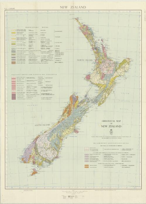Geological map of New Zealand / compiled by officers of the New Zealand Geological Survey, Department of Scientific and Industrial Research ; C.T.T. Webb, chief draughtsman