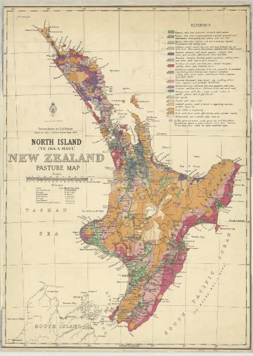 North Island (Te Ika-a-Maui) New Zealand pasture map / pasture survey by E.A. Madden ; drawn by A.S.J., Land & Survey Dept