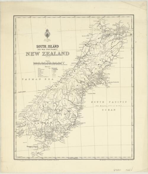 South Island (Te Wai-Pounamu), New Zealand / drawn by W.G. Harding