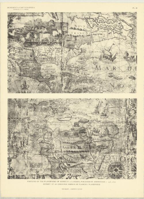 Portions of the Planisphere of Henricus A Langren, published in Amsterdam, c. 1598-1600, Reprint of an unknown edition of Plancius Planisphere [cartographic material]