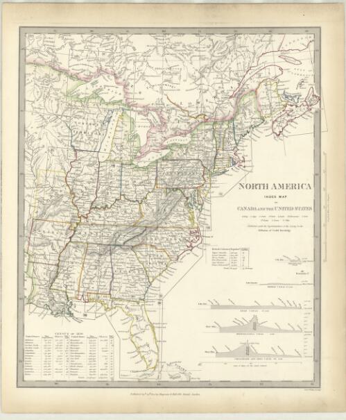 North America, index map to Canada and the United States [cartographic material] / published under the superintendence of the Society for the Diffusion of Useful Knowledge ; J. & C. Walker, sculpt