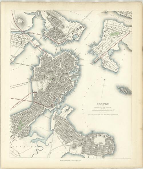 Boston with Charleston and Roxbury. [cartographic material] / J. & C. Walker, sculpt