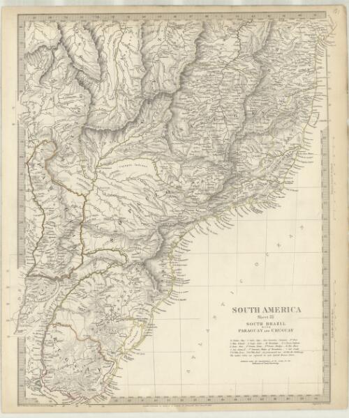 South America. Sheet III, South Brazil, with Paraguay and Uruguay [cartographic material] / published under the superintendence of the Society for the Diffusion of Useful Knowledge ; engraved by J. & C. Walker