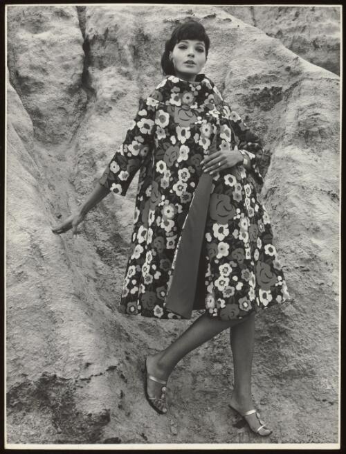 Model wearing floral dress with matching coat [picture] / Athol Shmith