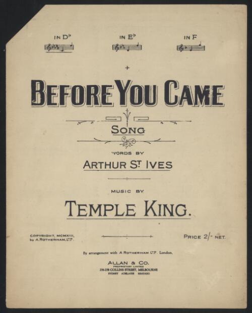 Before you came [music] : song / words by Arthur St. Ives