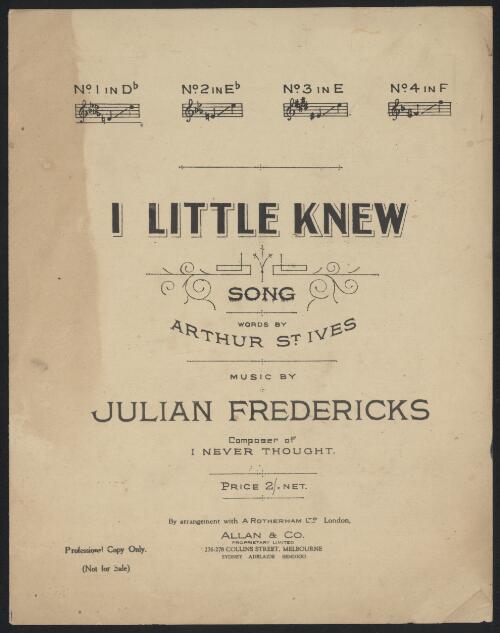 I little knew [music] : song / words by Arthur St. Ives ; music by Julian Fredericks