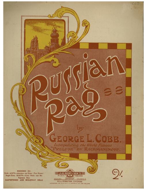 Russian rag [music] : interpolating the world famous "Prelude" by Rachmaninoff / by George L. Cobb
