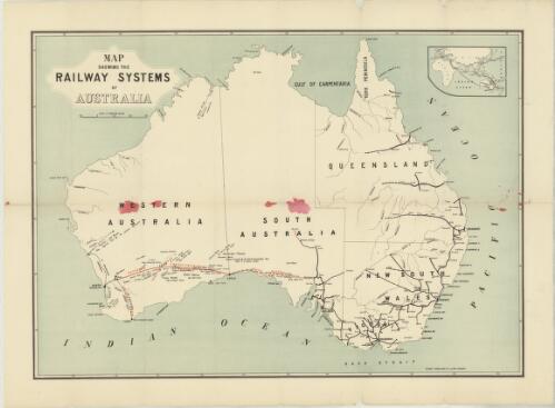 Map shewing the railway systems of Australia [cartographic material]
