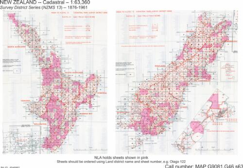 [New Zealand cadastral map 1:63,360] : Survey district series / Department of Lands and Survey