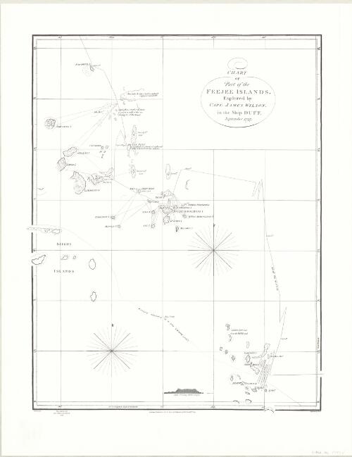 Chart of the part of the Feejee Islands, explored by Capt. James Wilson, in the Ship Duff, September 1797 [cartographic material] / engraved by T. Foot, W. Wilson del