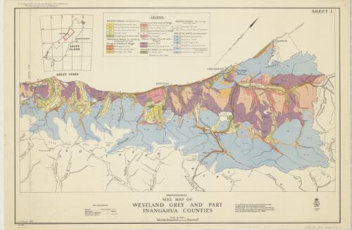 Provisional soil map of Westland, Grey and part Inangahua counties / compiled from data obtained from the Department of Lands and Survey