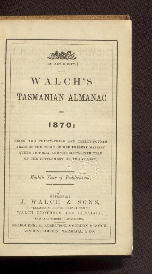 Walch's Tasmanian almanac for