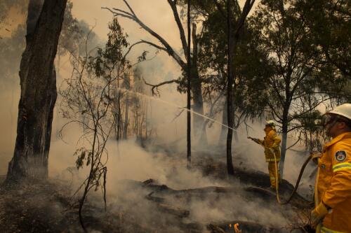 RFS firefighters battling a blaze from the Dunns Road fire that crossed into Clarkes Hill Nature Reserve, Tooma Road, near Maragle, New South Wales, 10 January, 2020 / Matthew Abbott