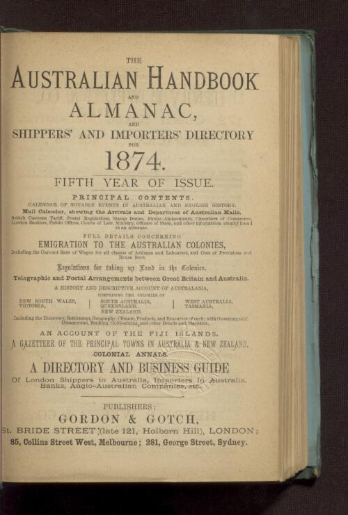 The Australian handbook and almanac and shippers' and importers' directory