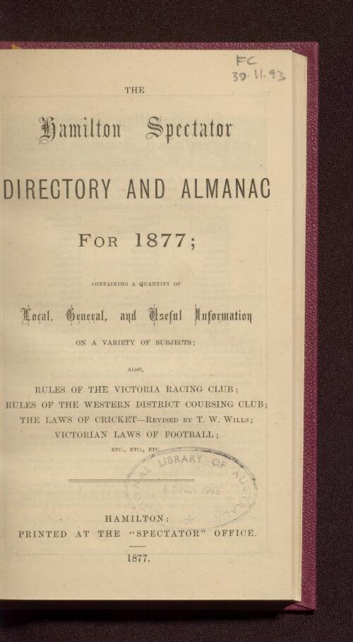 The Hamilton spectator directory and almanac