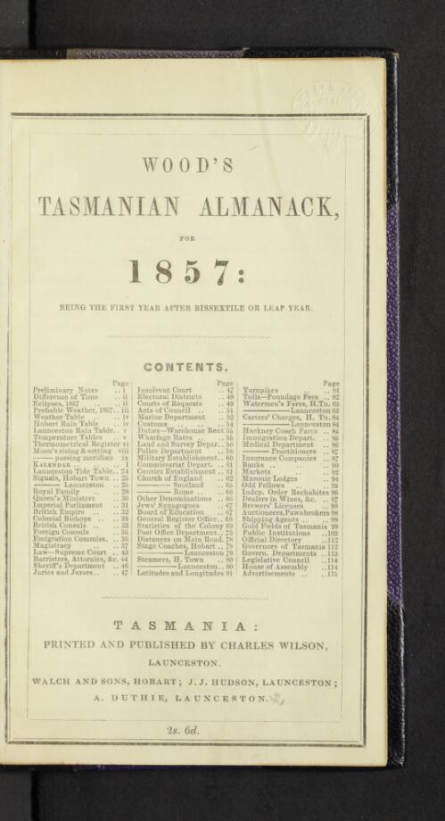 Wood's Tasmanian almanack