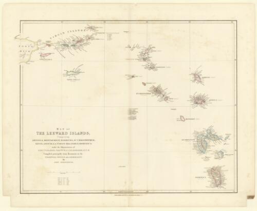 Map of the Leeward Islands [cartographic material] : comprising Antigua, Montserrat, Barbuda, St. Christopher, Nevis, Anguilla, Virgin Islands & Dominica, under the administration of Lieut. Colonel Sir Wm. M. G. Colebrooke, K.C.H. / compiled principally from documents in the Colonial Office and Admiralty by John Arrowsmith