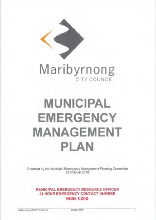 Municipal emergency mangement plan / Maribyrnong City Council