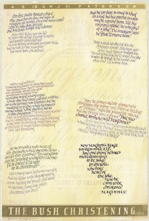 The bush christening / A.B. (Banjo) Paterson ; [calligraphy, design, and illustration by] Dave Wood