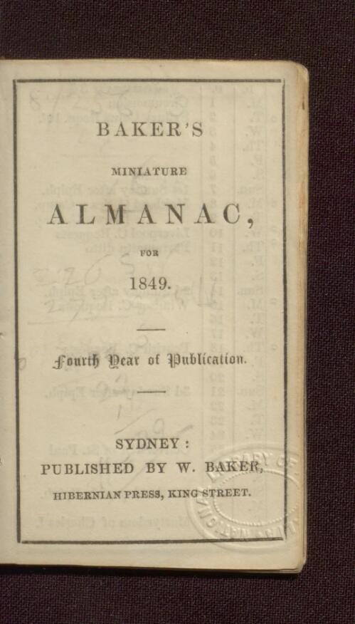 Baker's miniature almanac