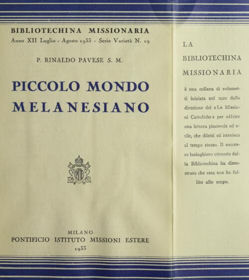 Piccolo mondo melanesiano / P. Rinaldo Pavese, S.M