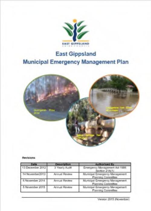 East Gippsland municipal emergency management plan