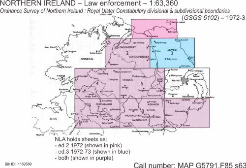 Ordnance Survey of Northern Ireland [cartographic material] : Royal Ulster Constabulary divisional & subdivisional boundaries