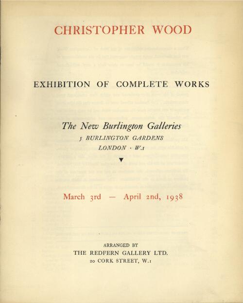 Christopher Wood : exhibition of complete works