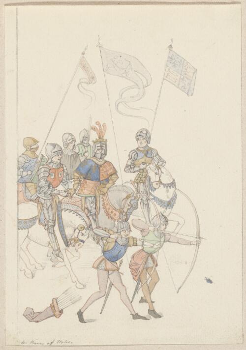 Costumes traced and drawn from the original manuscript of Froissart's Chronicles in the Biblioth`eque Nationale, Paris [picture] / by Wm. Strutt