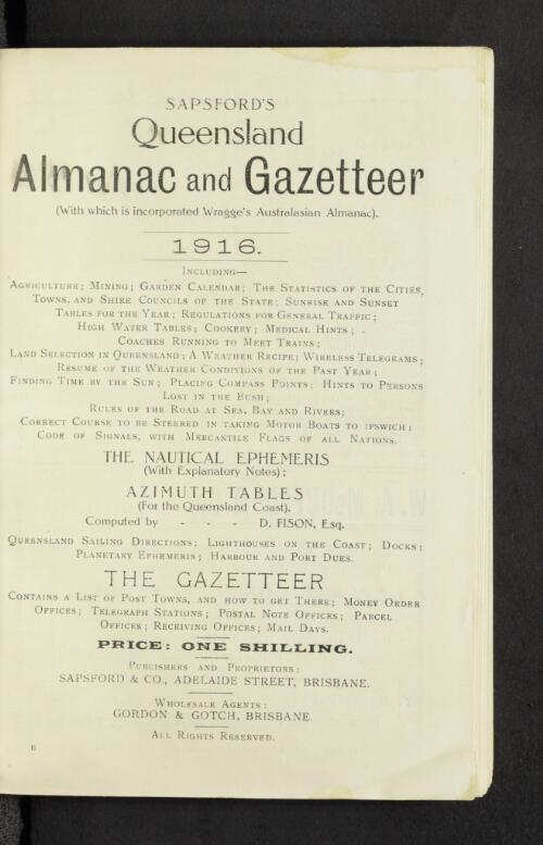 Sapsford's Queensland almanac and gazetteer