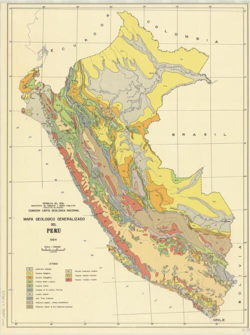 Mapa geologica generalizado del Peru [cartographic material] / Comision Carta Geologica Nacional