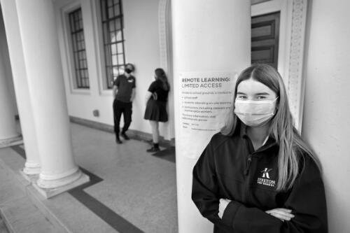 Amy Falkai, Year 9 student at Kyneton High School, wearing a mask during the COVID-19 restrictions, Victoria, 4 August 2020 / Sandy Scheltema