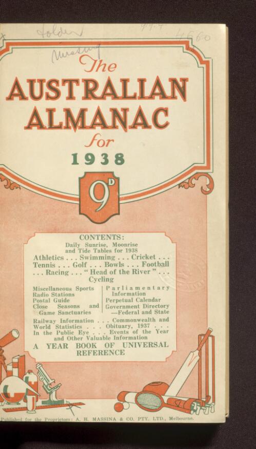 The Australian almanac for ... : containing a vast amount of useful information for everybody