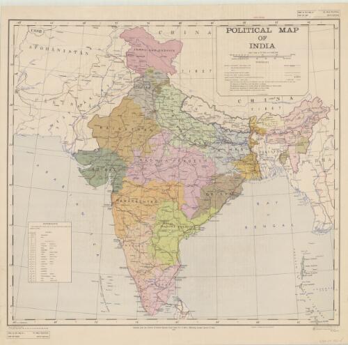 Political map of India / published under the direction of Colonel Rajinder Singh Kalha, Officiating Surveyor General of India