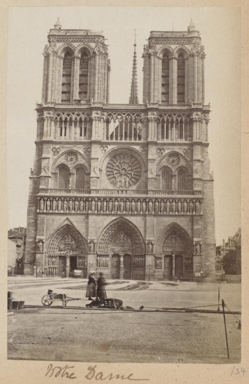 Exterior view of the Notre Dame, Paris, France, approximately 1900