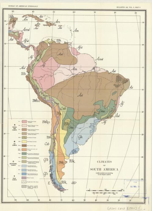 Climates of South America [cartographic material] / Bureau of American Ethnology