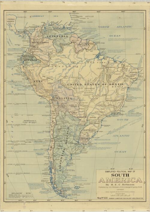 Simplified political map of South America [cartographic material] / by H.E.C. Robinson